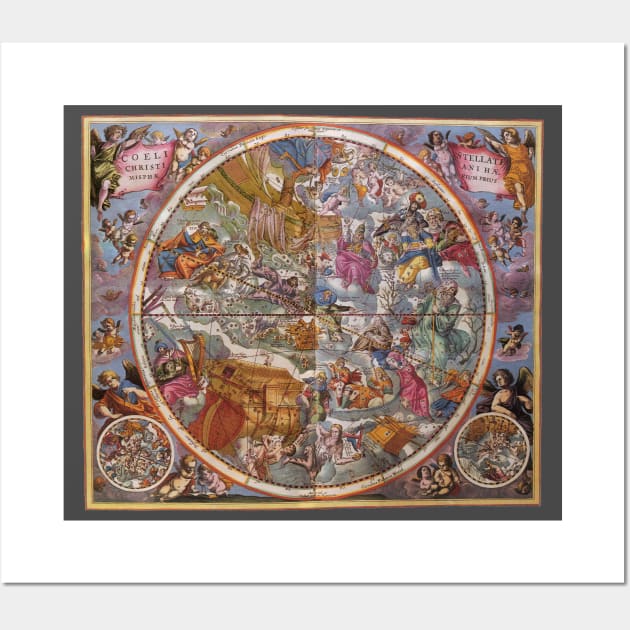 Vintage Christian Constellations Southern Sky by Andreas Cellarius from Harmonia Macrocosmica Wall Art by MasterpieceCafe